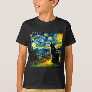 T-shirt Chat Noir Amusant Chat Amoureux Maman Papa Nuit Ét