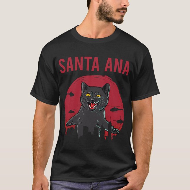 T-shirt Chat noir amusant Père Noël Ana (Devant)