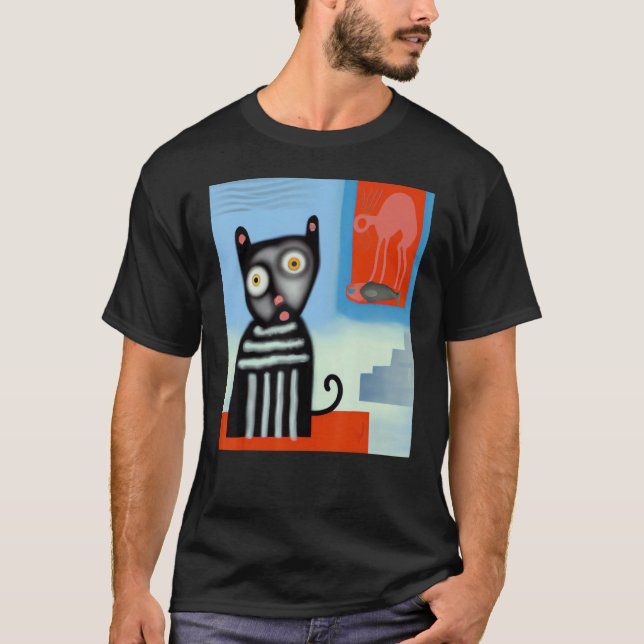 T-shirt chat noir artisanat chat portrait chaton chaton mi (Devant)