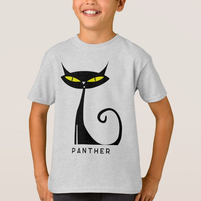 T-shirt Chat noir atomique moderne du milieu du siècle per (Devant)