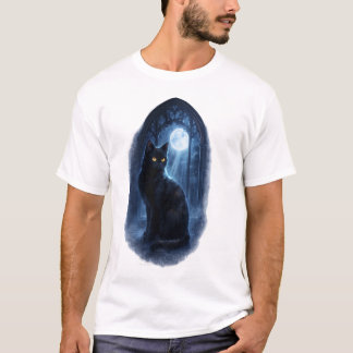 T-shirt Chat noir au clair de lune