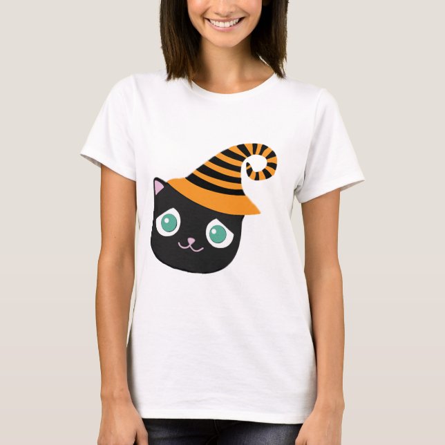 T-shirt Chat noir aux yeux tristes et Casquette lunatique (Devant)