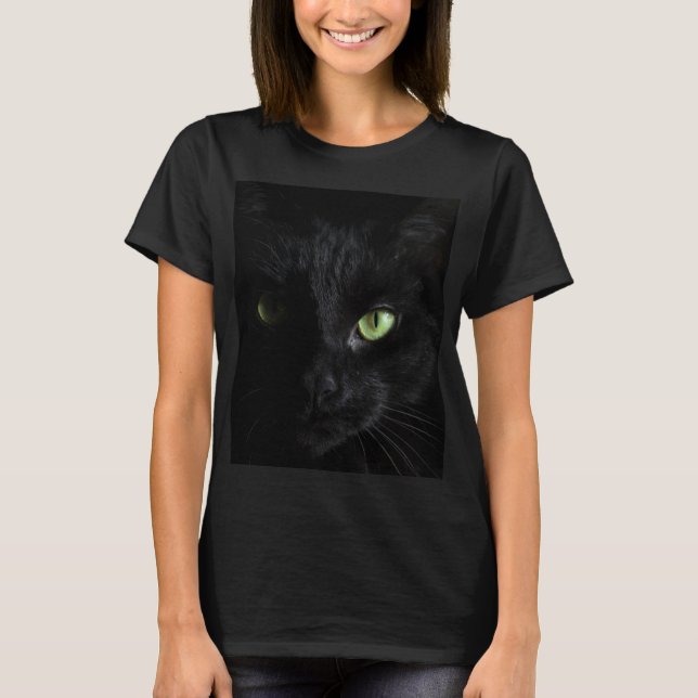 T-shirt Chat Noir aux Yeux Verts (Devant)