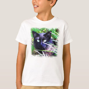 T-shirt Chat noir aux yeux verts frappants
