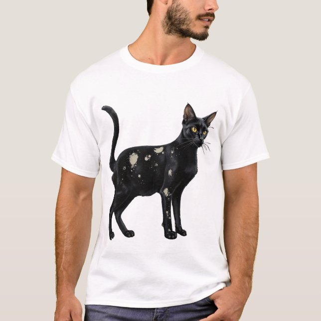 T-shirt Chat noir avec blanc 2 (Devant)
