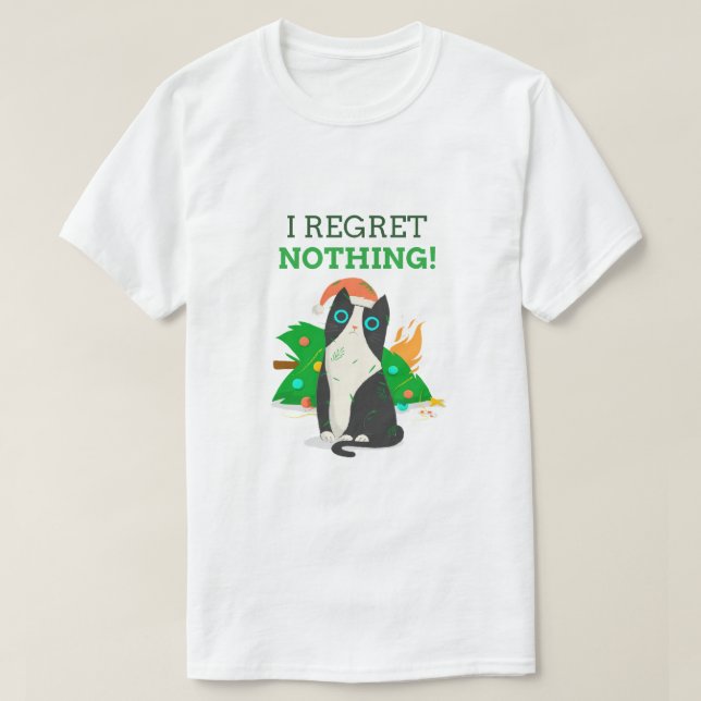 T-shirt Chat noir avec je ne regrette rien (Design devant)