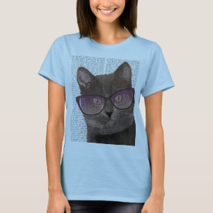 T-shirt Chat noir avec les lunettes de soleil 2