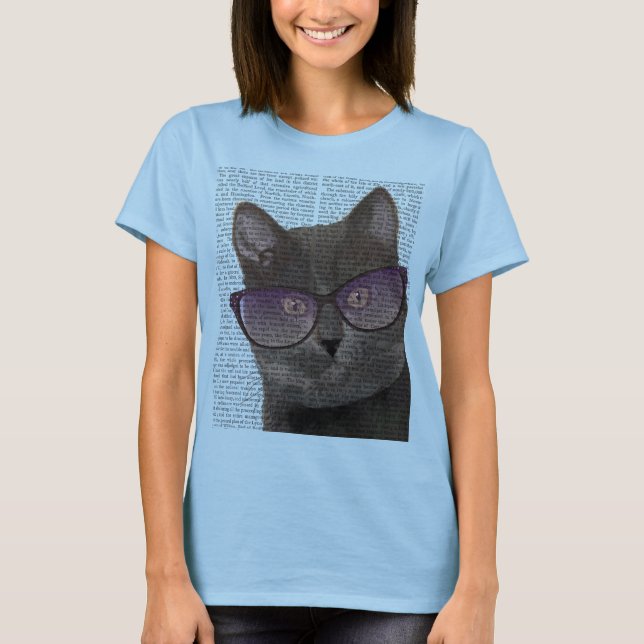 T-shirt Chat noir avec lunettes de soleil 2 (Devant)