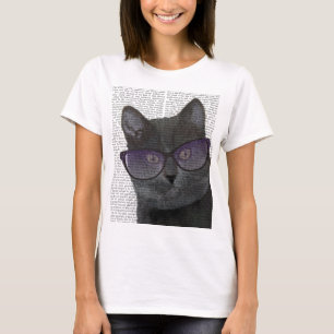 T-shirt Chat noir avec lunettes de soleil 2