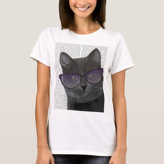 T-shirt Chat noir avec lunettes de soleil 2 (Devant)