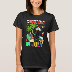 T-shirt Chat Noir Avec Lunettes De Soleil Chapeau De Père