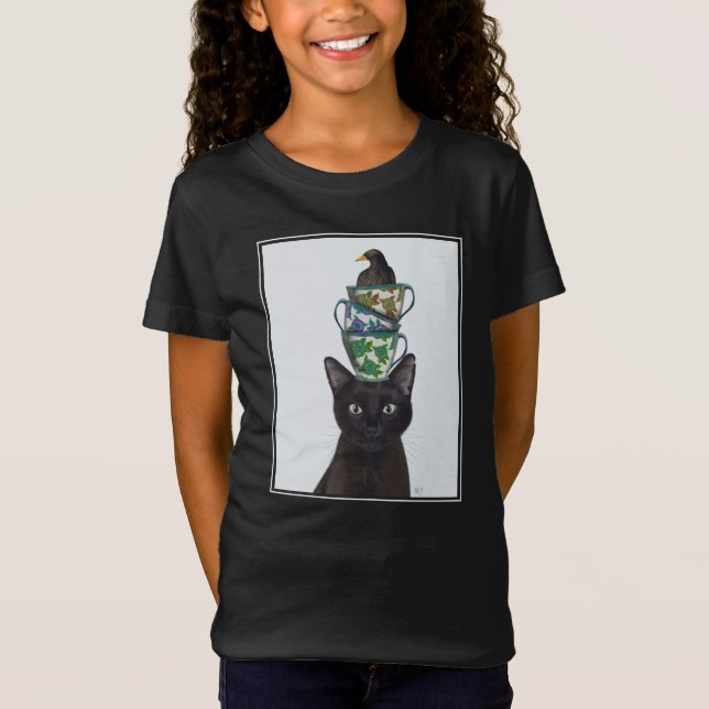 T-Shirt Chat noir avec Teups et Blackbird (Devant)