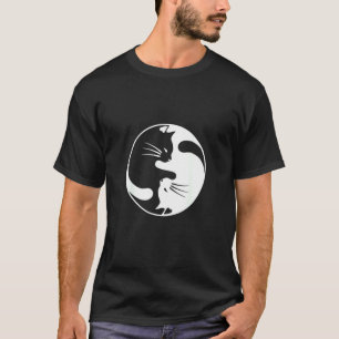 T-shirt Chat noir blanc Yin et Yang pour femmes et papa