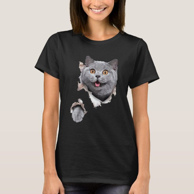 T-shirt Chat noir Ca  Chat déchiré Tissu  Chat déchiré (Devant)