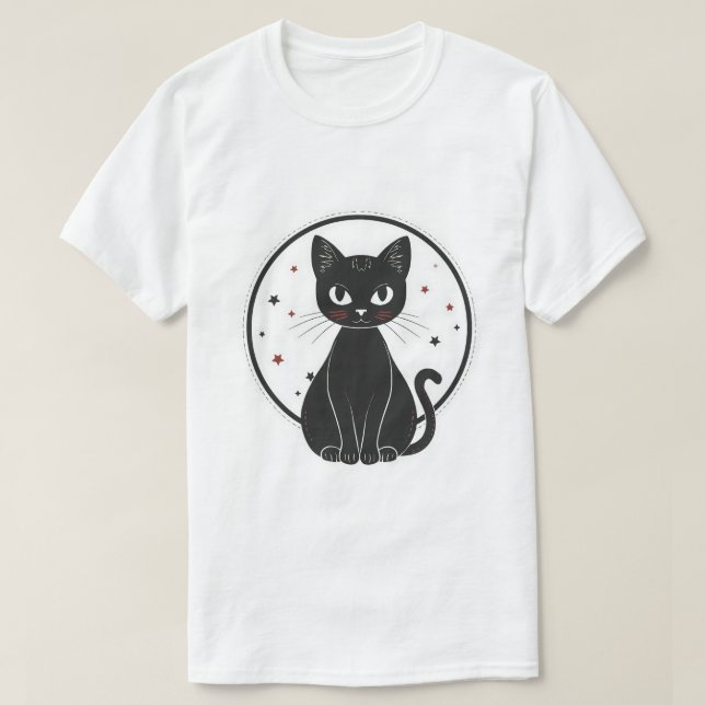 T-shirt Chat noir céleste mystique (Design devant)