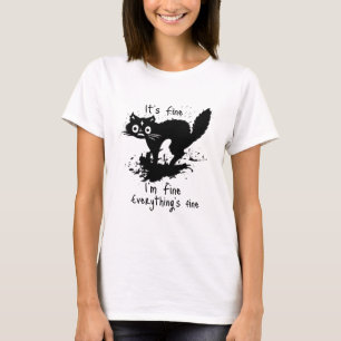 T-shirt Chat noir C'est bon Je vais bien Tout va bien