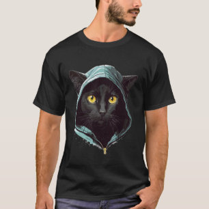 T-shirt Chat Noir Chat Bombay aux Yeux Jaunes Chats