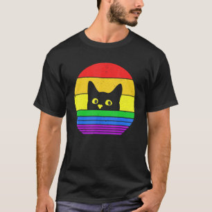 T-shirt Chat noir Chat Chat Kitty LGBTQ Fierté Drapeau LG