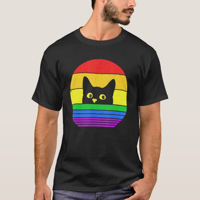 T-shirt Chat noir Chat  Chat Kitty LGBTQ Fierté Drapeau LG (Devant)