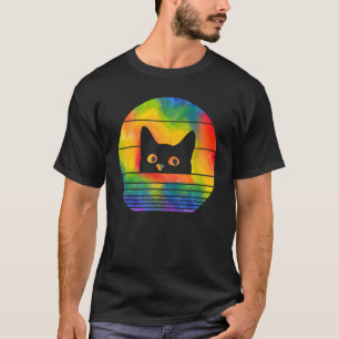 T-shirt Chat noir Chat Chat Kitty LGBTQ Fierté Drapeau LG