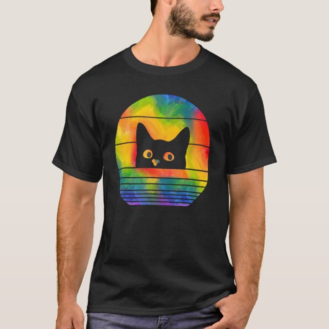 T-shirt Chat noir Chat  Chat Kitty LGBTQ Fierté Drapeau LG (Devant)