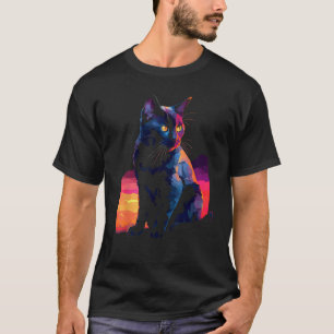 T-shirt Chat noir chat  chat  polygone chats