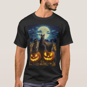 T-shirt Chat noir Chien Poulet Halloween Citrouille Épouva
