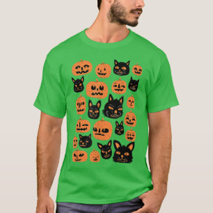 T-shirt Chat noir Citrouille Vintage Halloween Costume Tri