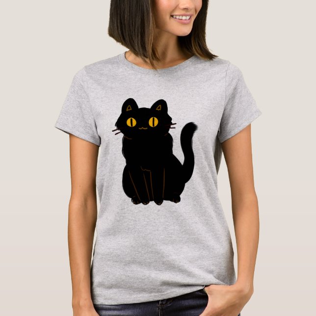 T-shirt Chat noir classique d'Halloween mignonne (Devant)