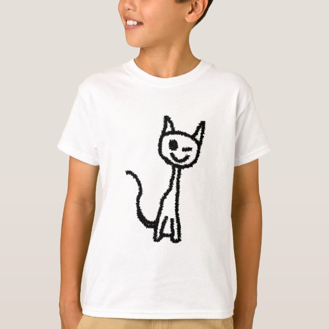 T-shirt Chat noir, clignant de l'oeil (Devant)