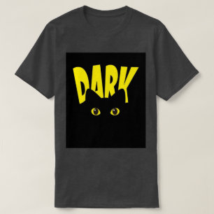 T-shirt Chat Noir Cool dans la Typographie Jaune Sombre