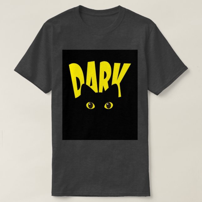 T-shirt Chat Noir Cool dans la Typographie Jaune Sombre (Design devant)