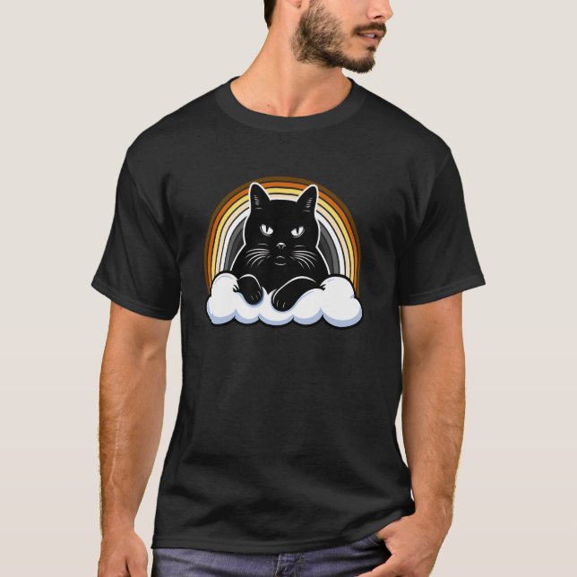 T-shirt Chat noir cool ours fierté arc-en-ciel attitude dr (Devant)
