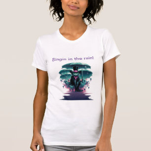T-shirt Chat noir couleurs turquoise violet rose avec para