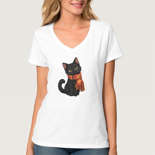 T-shirt Chat noir d'automne (Devant)