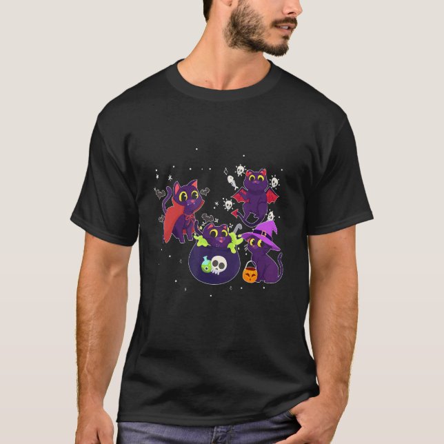 T-shirt Chat noir de sorcière de citrouille de Jackolanter (Devant)