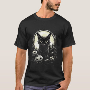 T-shirt Chat noir de sorcière de Halloween Citrouilles Hom
