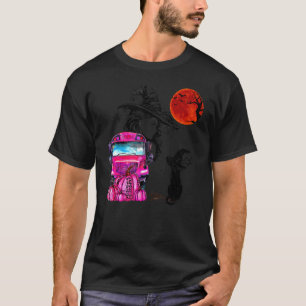 T-shirt Chat noir de sorcière de Halloween vintage Lune &