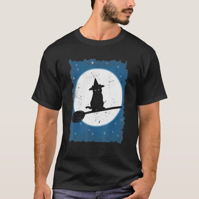 T-shirt Chat noir de sorcière Halloween 1 (Devant)
