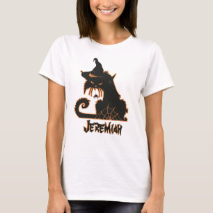 T-shirt Chat noir de sorcière Halloween araignées effrayan