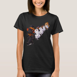 T-shirt Chat noir défilé fantôme Halloween drôle