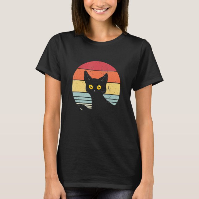 T-shirt Chat noir déplaisant Rétro Kitten Chats Halloween (Devant)