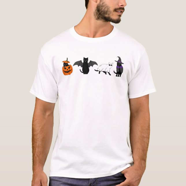 T-shirt Chat noir d'Halloween (Devant)