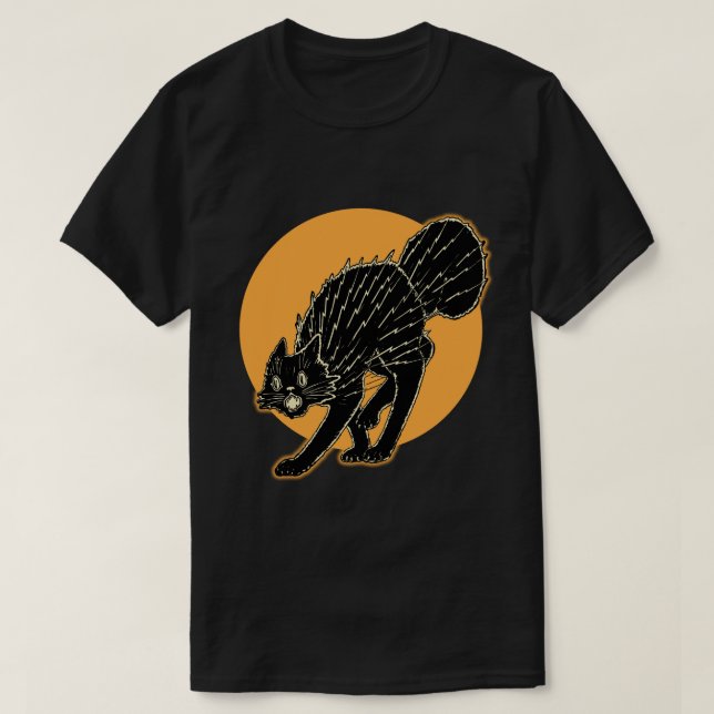 T-shirt Chat noir d'Halloween 1920 (Design devant)