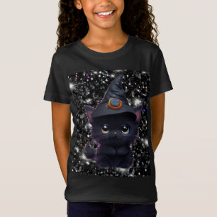 T-Shirt Chat noir d'Halloween blanc mignon