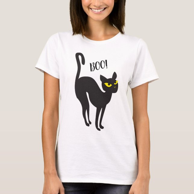 T-shirt Chat noir d'Halloween, Boo ! Traiteur ou Trick, te (Devant)