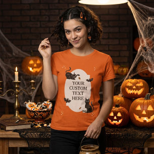 T-shirt Chat noir d'Halloween effrayant Ajoutez votre text