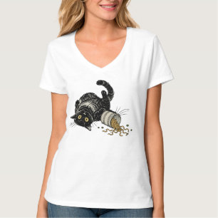 T-shirt Chat noir drôle a renversé des nouilles Ramen