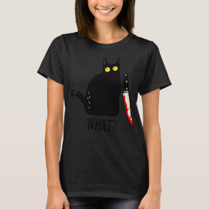 T-shirt Chat Noir Drôle Ce Qui Tenait Un Couteau Sanglant
