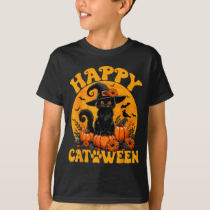 T-shirt Chat noir drôle Citrouille Sorcière Chaton Pleine